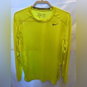 Nike Dri Fit  Pro Combat High Viz Yellow Long Sleeve Shirt XL